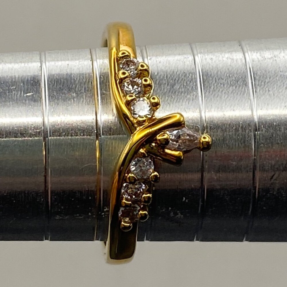 NWT NV Gold Tone 3 Pc Marquise CZ Bridal Ring Set Sz 10 Engagement Enhancers - Picture 8 of 11